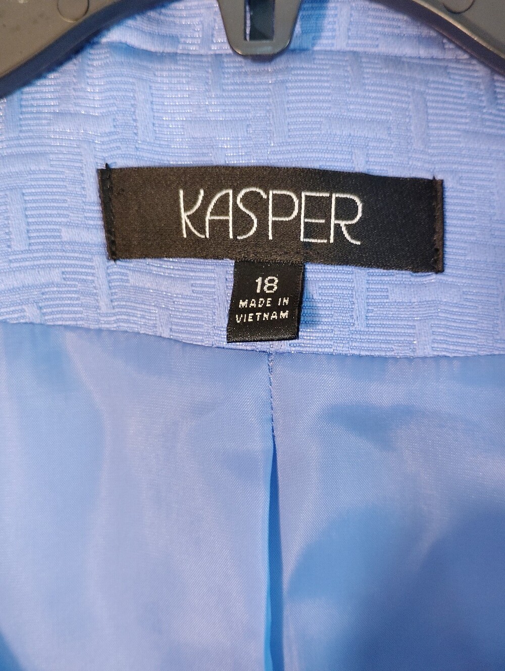 Kasper Light Blue Textured Skirt Set Jacket - Picture 4 of 11